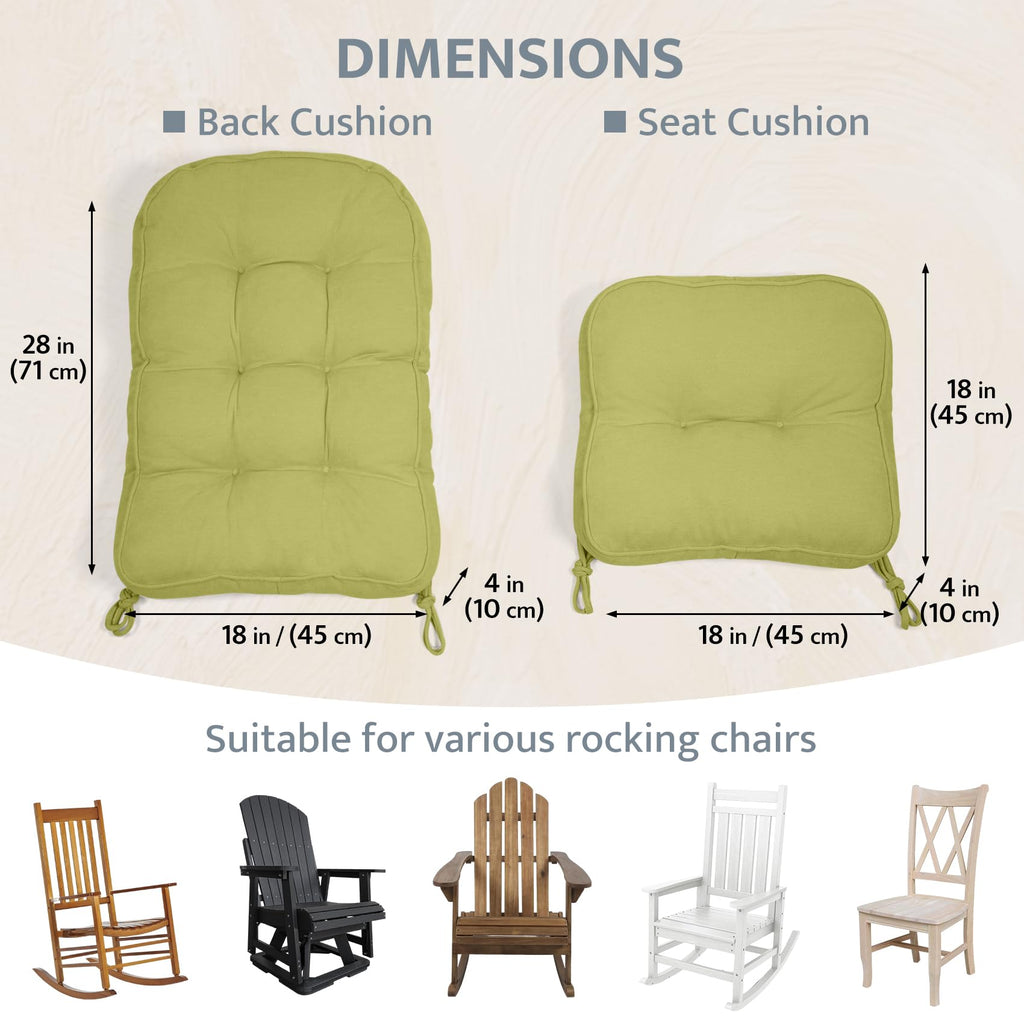 mudilun Rocking Chair Cushion - Non-Slip Tufted 4-Inch Thickened Rocking Chair Cushions with Ties Indoor/Outdoor Wooden Rocking Chair Pad for Living Rooms, Bedrooms, and Balconies