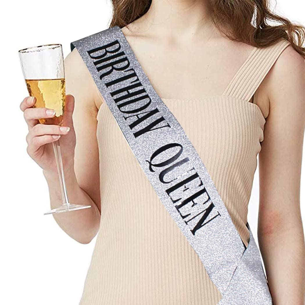 COCIDE Birthday Silver Tiara and Crowns Kit - Silver Tiara, Crown, Sash, Rhinestone Headband, Glitter Sash for Women & Girls Birthday Party Decorations