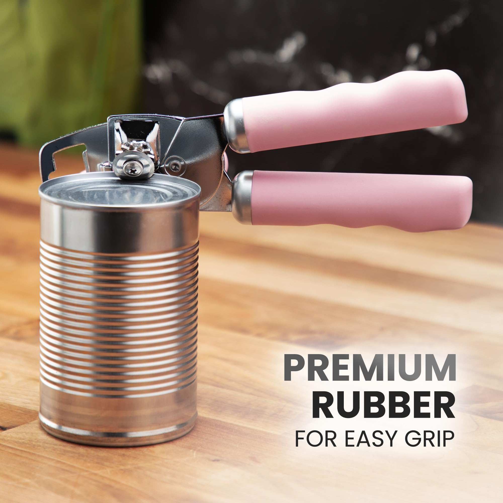 Zulay Kitchen Heavy Duty Stainless Steel Can Opener Manual with Bottle Opener - Rust Proof Manual Can Opener With Turn Knob & Comfy Soft Grip Handles - Airy Lilac