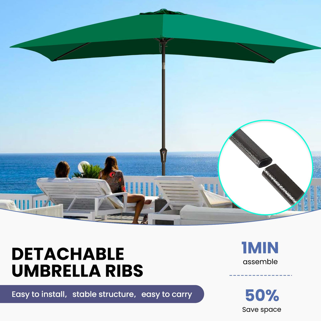 Ayge 6.5x10FT Rectangular Patio Umbrella Outdoor Table Umbrella w/Push Button Tilt & Crank Rectangle Market Umbrella UV Protection for Garden,Deck,Lawn,Yard & Pool,Beige