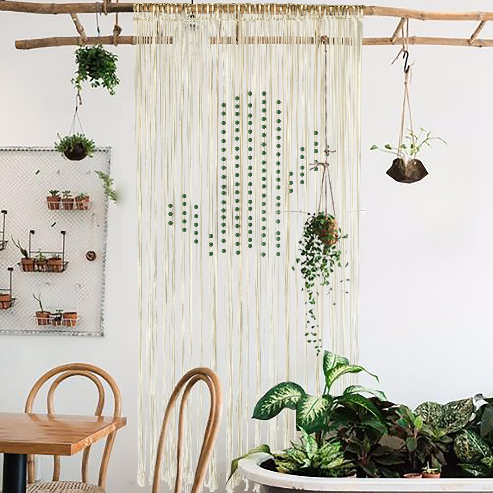 Flber Macrame Curtain Window Macrame Room Divider Doorway Curtain Boho Macrame Wall Hanging Living Room Bedroom Decor 42" W x 75" H