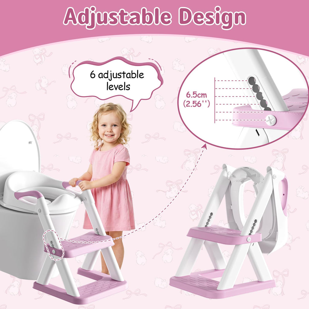 Potty Training Seat, Upgrade Toddler Toilet Seat for Kids Boys Girls, 2 in 1 Potty Training Toilet, Splash Guard Anti-Slip Pad Step Stool(Blue)