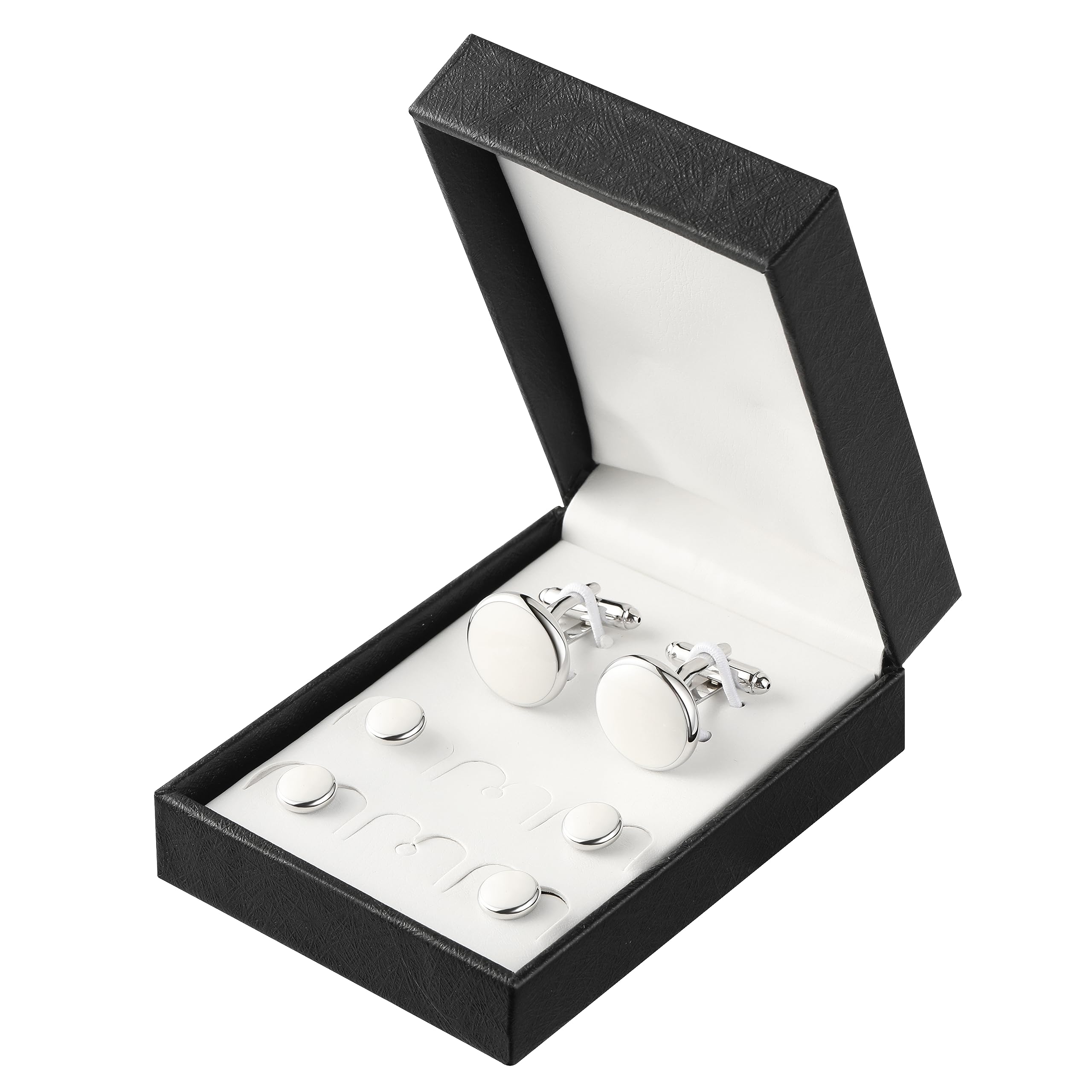 Men's Cufflinks & Tuxedo Studs Set - 316L Stainless Steel Formal Wedding Jewelry, Groomsmen Gift Set with Gift Box