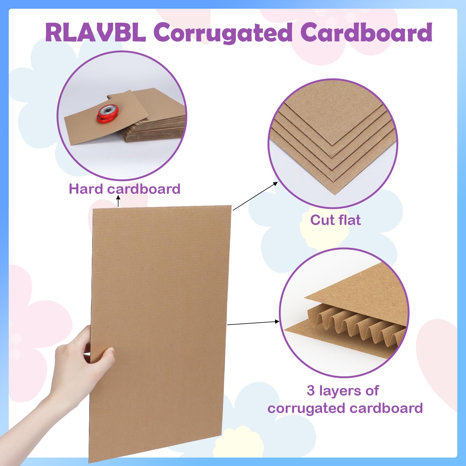 RLAVBL 200 Pack 3.5x4.5 White Corrugated Cardboard Sheets, Flat Cardboard Inserts for Shipping, Mailing, Packing, DIY Crafts