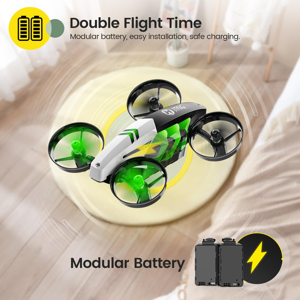 Holy Stone HS210T Drones for Kids, 2 IN1 MINI Indoor Drone with Land & Fly Mode, Four Posture Deformations RC Quadcopter with 3D Flip, Auto Hovering, Easter day& Birthday Toy Gift for Boys and Girls