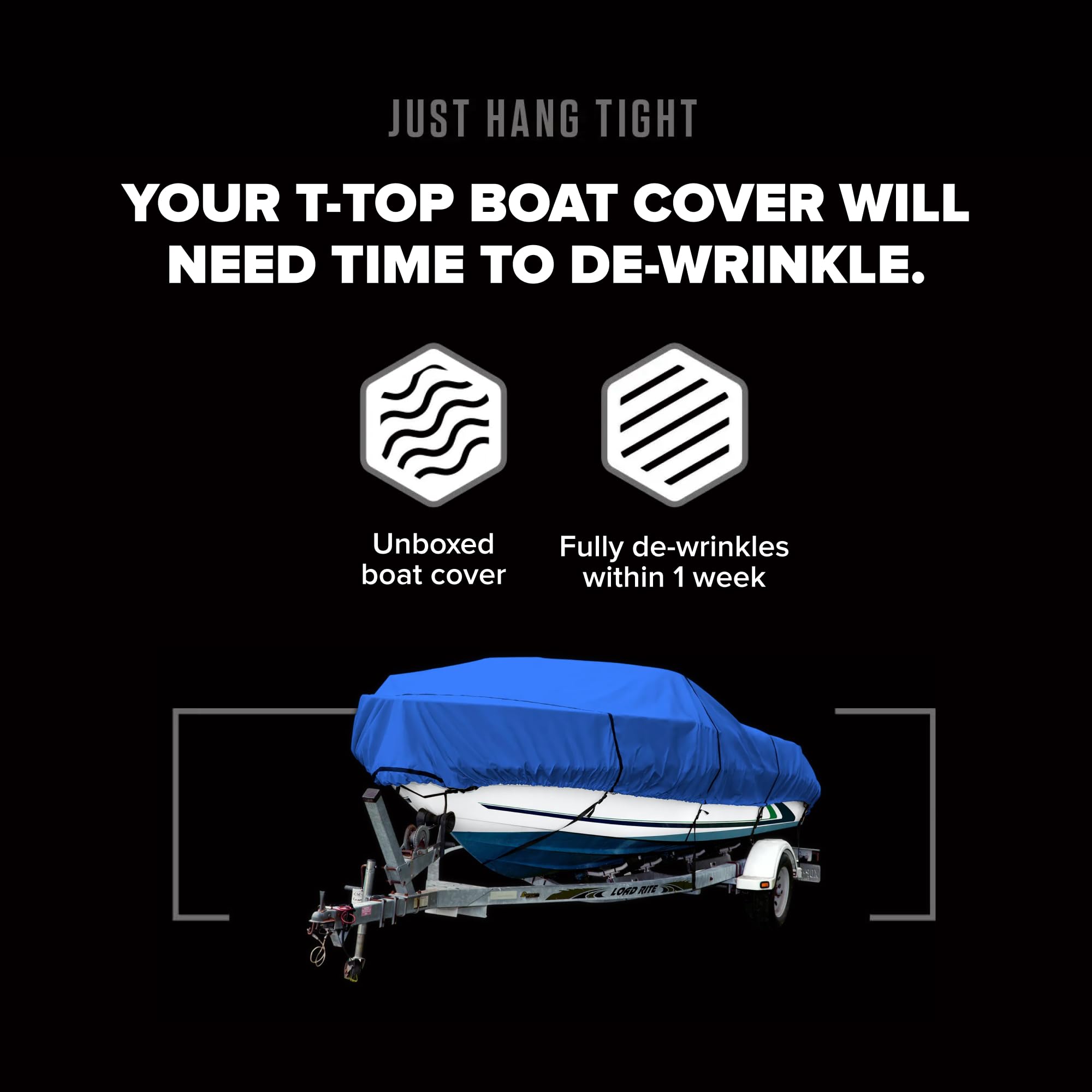 Budge B-620-X6 Blue 20'-22' Long (Beam Width up to 106") 600 Denier Waterproof Breathable Hard/T-Top Boat Cover