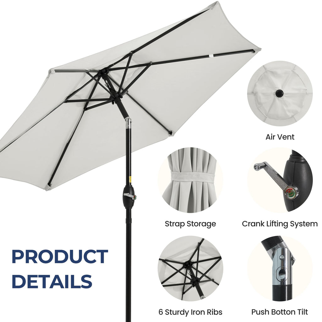 SUNVIVI OUTDOOR Outdoor Patio Umbrella, Patio Umbrella, Market Umbrella, Large Outdoor Umbrella, Metal Pole Umbrella with Push Button Tilt and Crank, Polyester Canopy