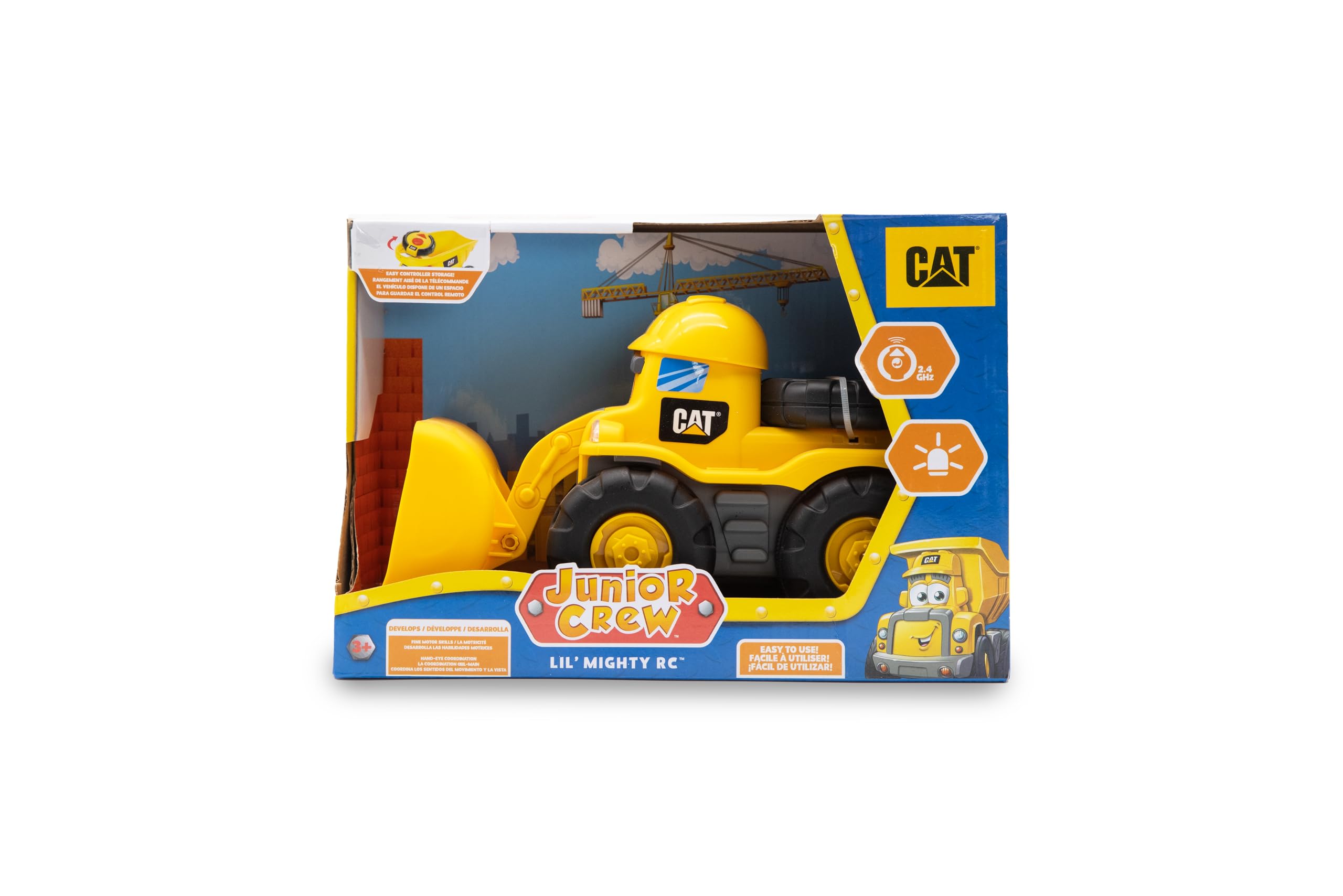 CAT Construction Toys, Junior Crew Lil' Movers Remote Control Truck, RC Car + Dump Truck, Working Headlights, with Child Friendly Controller