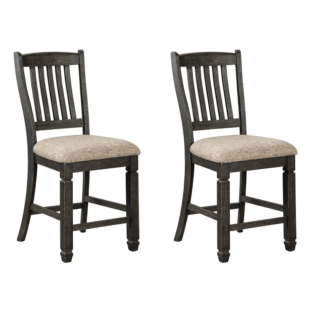 Signature Design by Ashley Tyler Creek Farmhouse 24.38" Counter Height Upholstered Barstool, Set of 2, Almost Black
