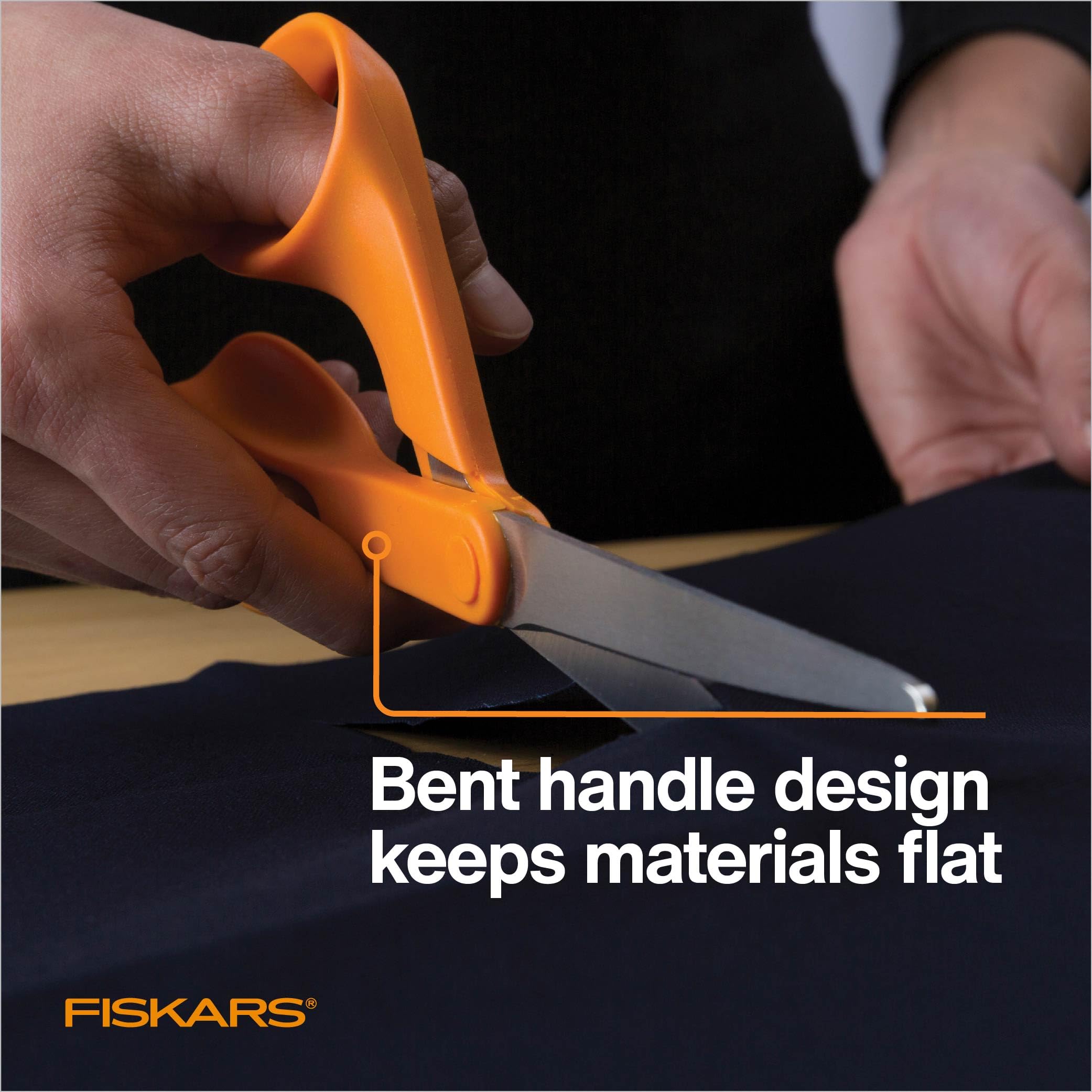 Fiskars 8" Original Orange-Handled Stainless Steel Scissors, Ergonomic and Keeps Material Flat, Sharp All-Purpose Paper and Fabric Scissors for Office, Arts, and Crafts