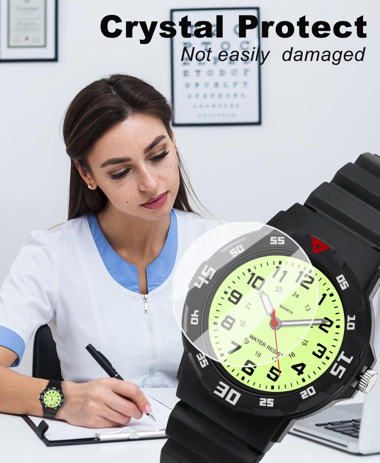 PROKING Waterproof Nurse Watch for Medical Professionals Students Women Men, Night Light, 12/24 Hour Military Time Easy to Read Dial, Second Hand Watch for Nursing Day Gifts