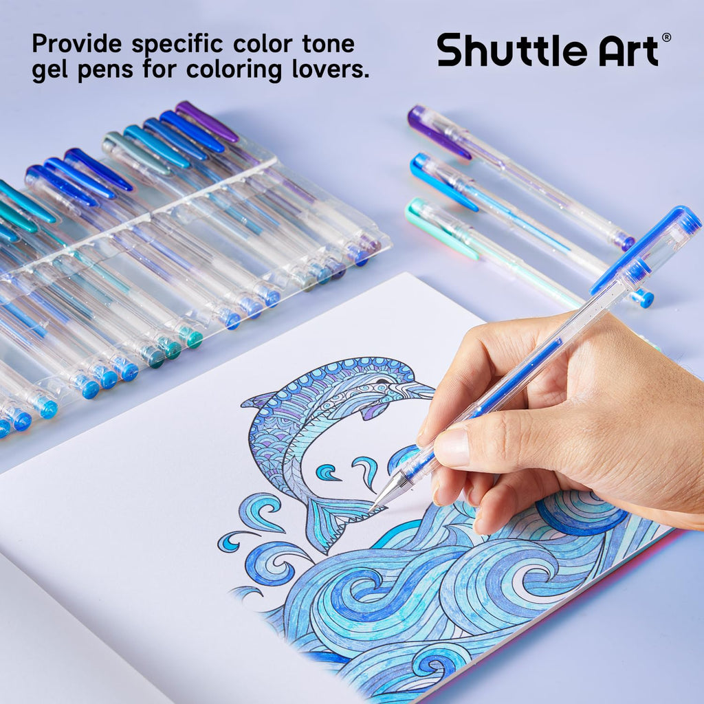 Shuttle Art Pastel Gel Pens, 24 Pastel Milky Colors Gel Pen for Black Paper, Adults Coloring Books Drawing Doodling Crafts Scrapbooking Journaling