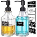 JASAI Antique Design Soap Dispenser with Rust Proof 304 Stainless Steel Pump, Refillable Glass Soap Dispenser with 10Pcs Clear Stickers, Premium Kitchen & Bathroom Soap Dispenser