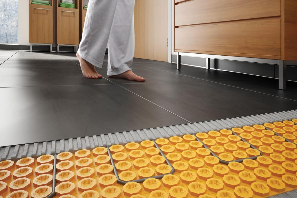 Schluter Ditra-Heat Electric Floor Heating Membrane, 1/4" Thickness | Ideal for Tiles and Stone, Uncoupling, Waterproofing, Vapor Management and Load Support, 134.5 Square Feet Roll - DH512M