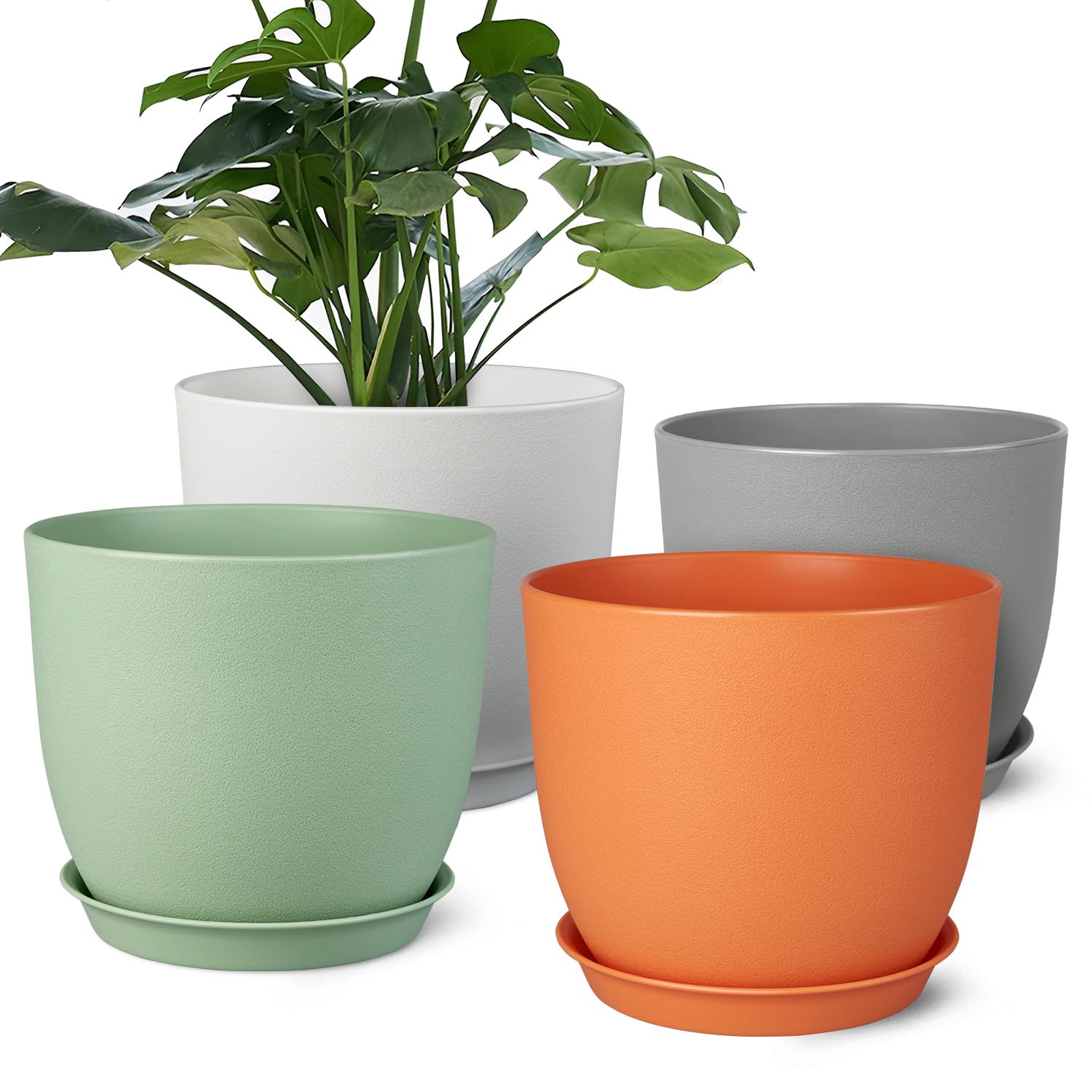 Ferlypote Plant Pots 8 Inch Set of 2, Flower Pots with Multi Mesh Drainage Holes, Planters for Indoor Outdoor Garden Plants and Flowers (Black)