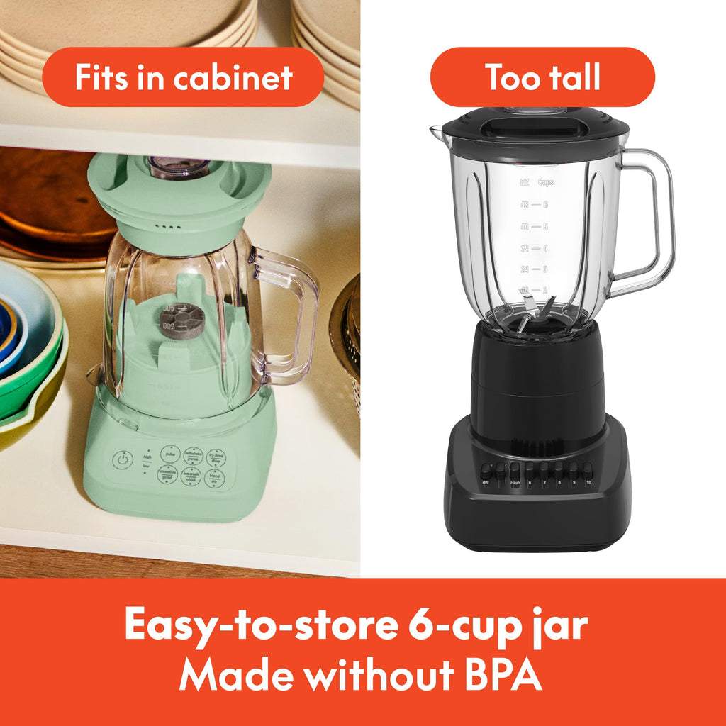 bella 10 Speed Countertop Blender, Juicer & Smoothie Maker, Fits-anywhere™ Kitchenware, Slim Flip & Store Design, Dishwasher Safe 48oz Capacity Pitcher & Lid, Stainless Steel Blade, 450 Watt, Blossom