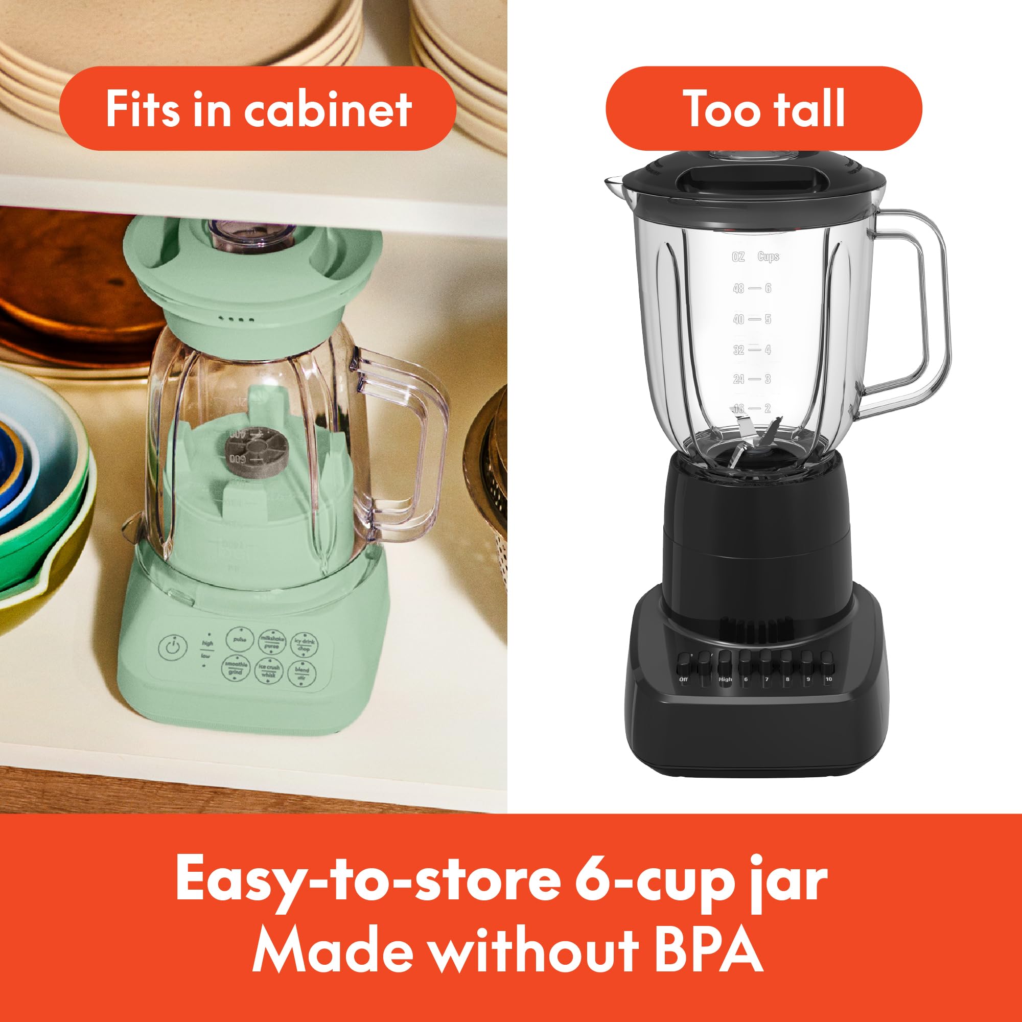 bella 10 Speed Countertop Blender, Juicer & Smoothie Maker, Fits-anywhere™ Kitchenware, Slim Flip & Store Design, Dishwasher Safe 48oz Capacity Pitcher & Lid, Stainless Steel Blade, 450 Watt, Blossom