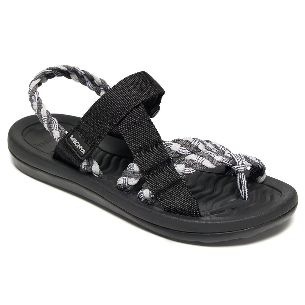 MEGNYA Hiking Sandals for Womens, Comfortable Walking Flip Flop Sandals with Arch Support, Athletic Sandals with Hook and Loop Straps for Beach Vacation Adventure
