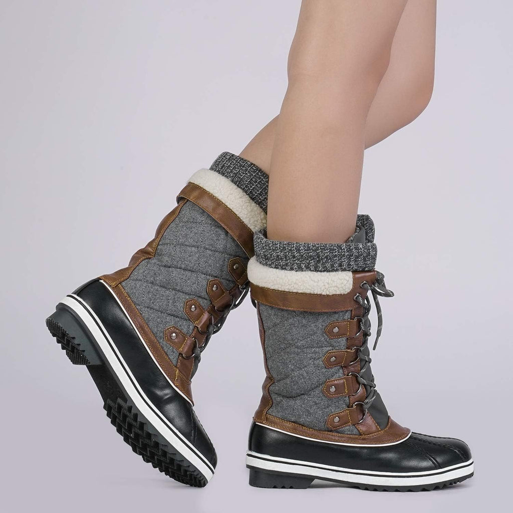 DREAM PAIRS Women's Mid-Calf Waterproof Winter Snow Boots