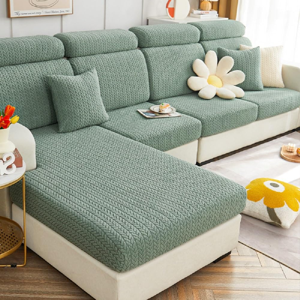 Yoovat Sofa Covers Soothing Home Sofa Covers Sofa Hero Covers Couch Cushion Covers for Dogs Stretch Couch Covers Slipcovers for Couches and Sofas (Wheat-Blue,Large Single Seat Cover)