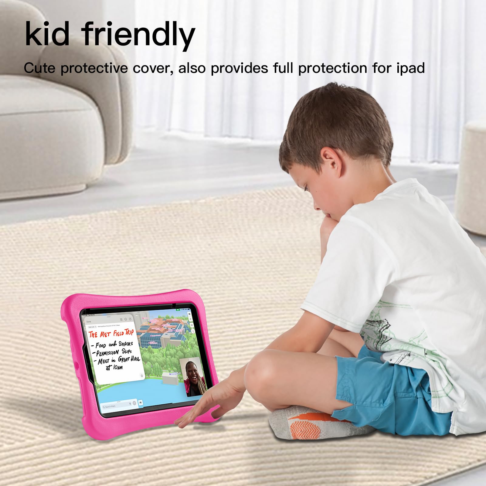 Kids Case for iPad mini 7 (A17 Pro) 2024 /iPad Mini6 2021, Light Weight Heavy Duty/Shockproof/Drop Proof with Handle/Kickstand, Child Friendly Cover for iPad mini 7th/6th Gen 8.3inch (red)