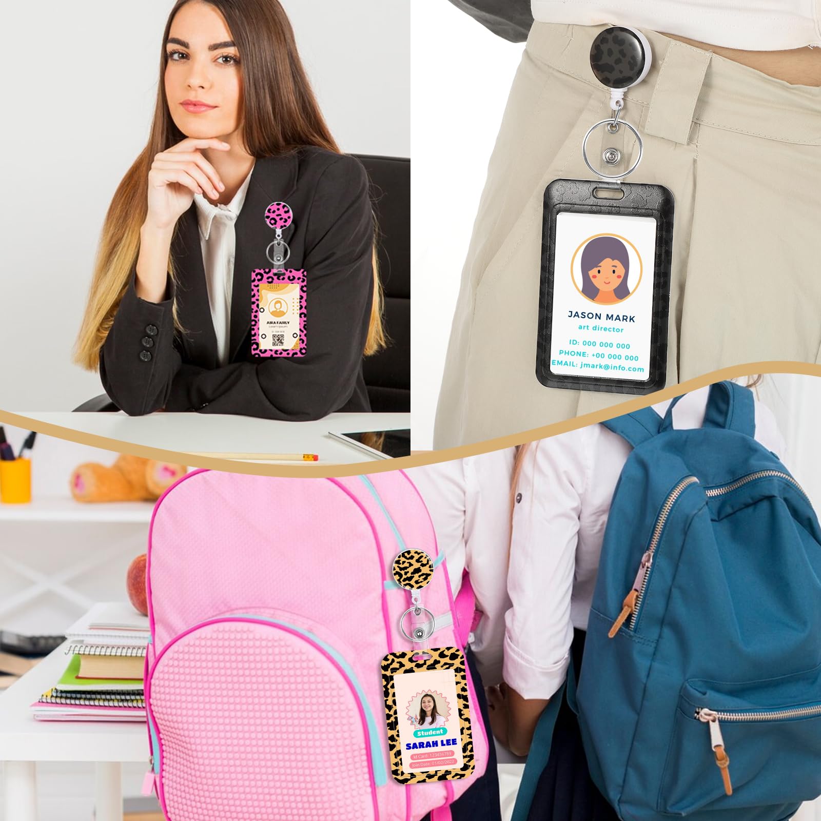 3 Set Badge Holder Retractable Reel Bloom ID Badge Holders with Clip Cute Name Badge Holders for Teacher Nurse Doctor Student Office Workers