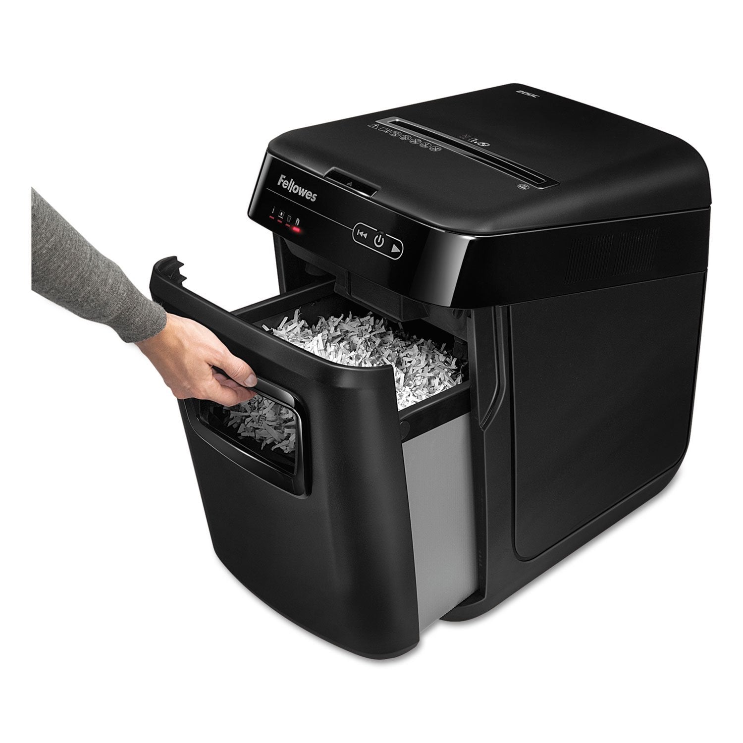 Fellowes AutoMax Micro-Cut 100M Commercial Office Auto Feed 2-in-1 Paper Shredder with 100-Sheet Capacity, Black