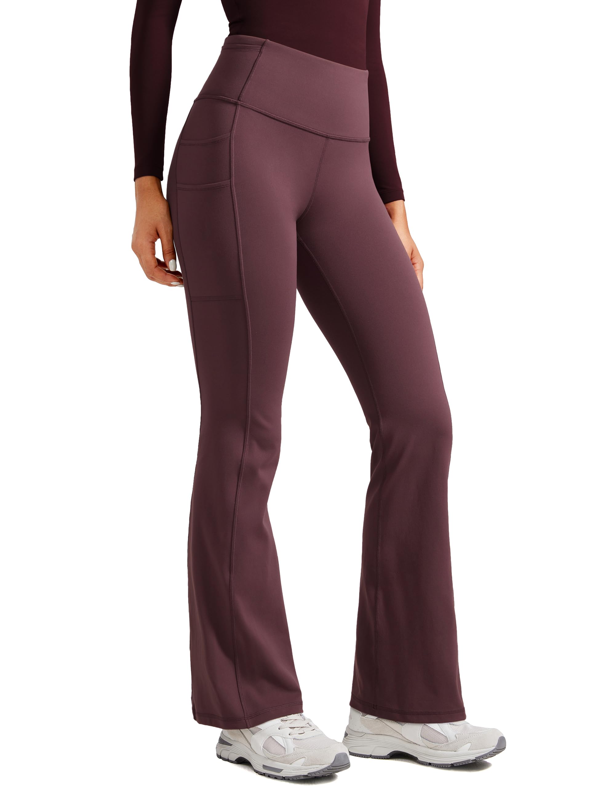 Womens High Waisted Medical Flare Scrub Pants 31" - 7 Pockets Wide Leg Bootcut Yoga Scrub Leggings Work Pants