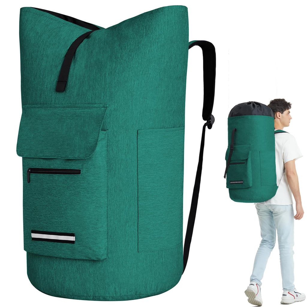 Laundry Bag Extra Large 115L, Laundry Backpack Bag, Laundry Bags Extra Large Heavy Duty, Laundry Bag with Straps, Clothes Hamper Bags with 4 Pockets, College Laundromat Backpack for Dorm Room