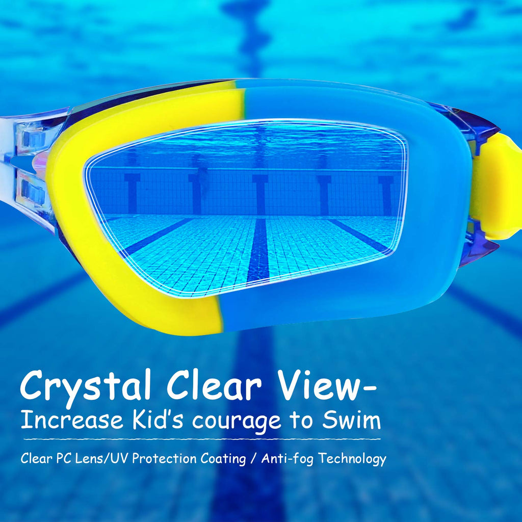 COOLOO Kids Swim Goggles, 2 Packs Swimming Goggles for Kids Girls Boys and Child Age 4-16