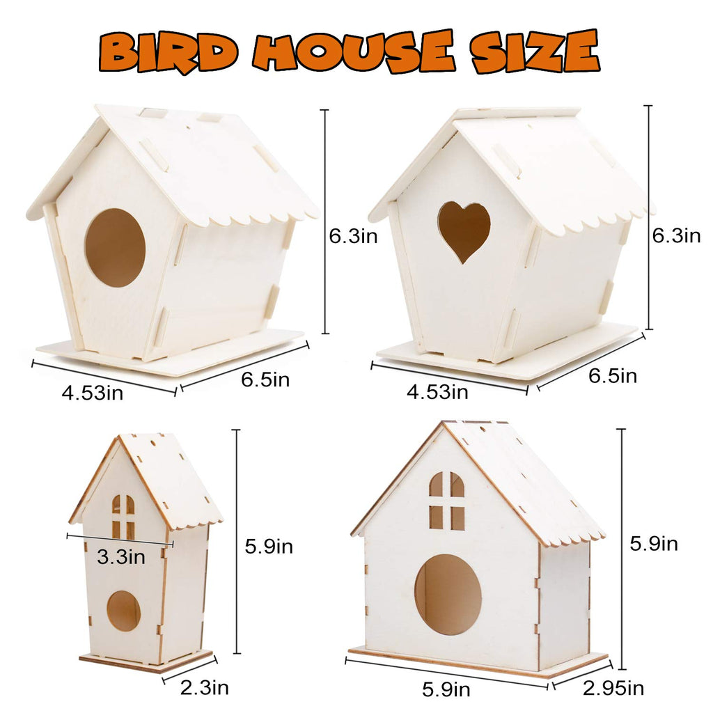 hapray 12 Pack Bird House Kit, DIY Birdhouse Kits, Wooden Crafts Arts for Children to Build and Paint (Includes Paints & Brushes) for Kids Girls Boys Toddlers Halloween Christmas Gift