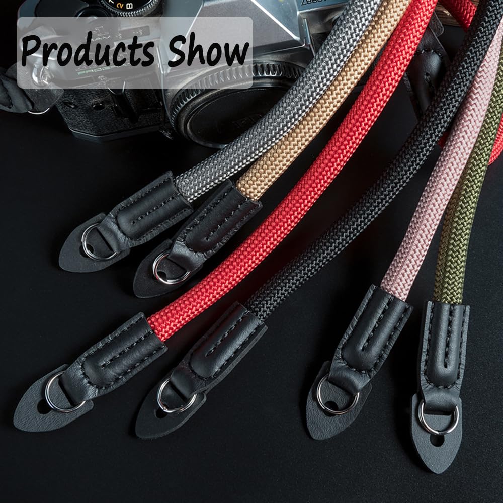 Camera Strap Vintage 100cm Nylon Climbing Rope Camera Neck Shoulder Strap for Micro Single and DSLR Camera.(Black)