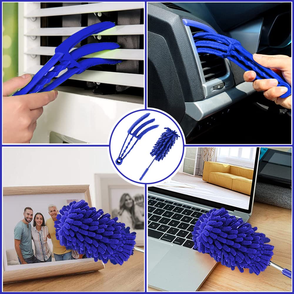 Buysenton Microfiber Duster, 8PCS Feather Duster with 100 Inch Telescoping Extension Pole, Reusable Bendable Dusters, Washable Lightweight Dusters for Ceilings Fans(2023 UAGRED)