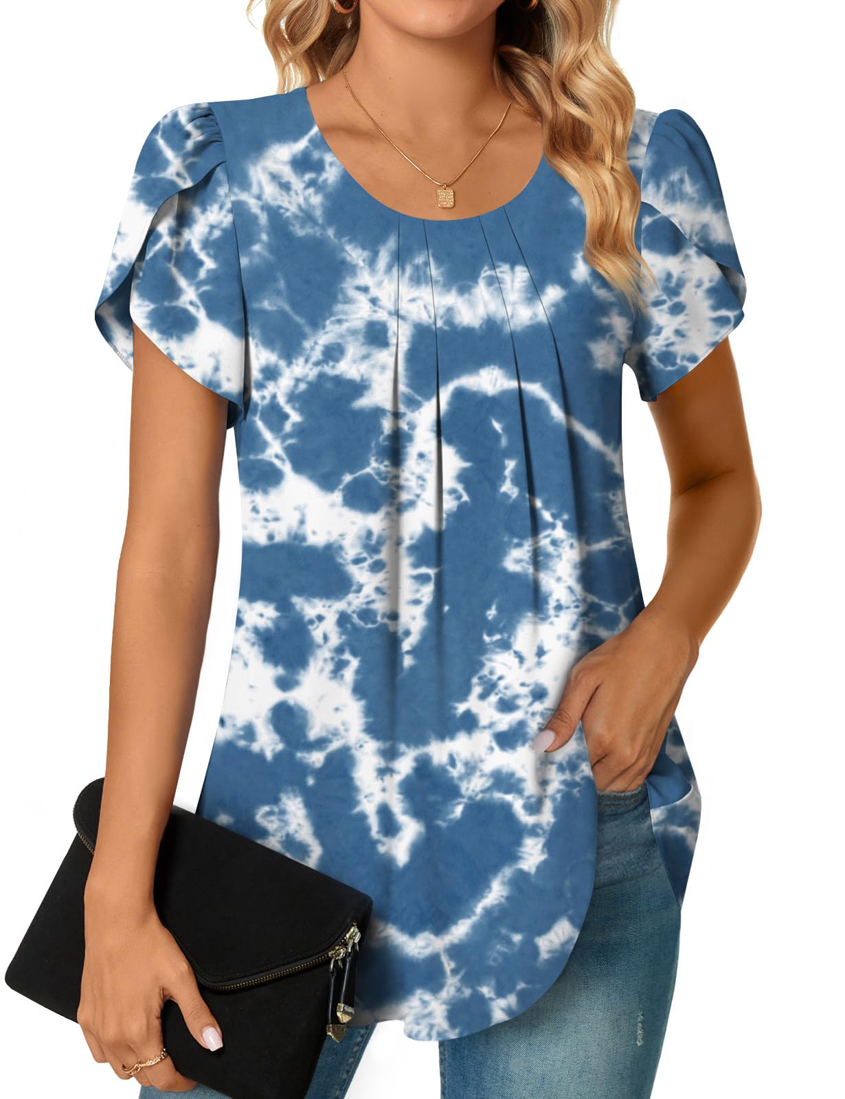Bestbee Womens Plus Size Tops Dressy Casual Summer Chiffon Blouses Short Sleeve Dress Shirts Business Loose Fit Tunics