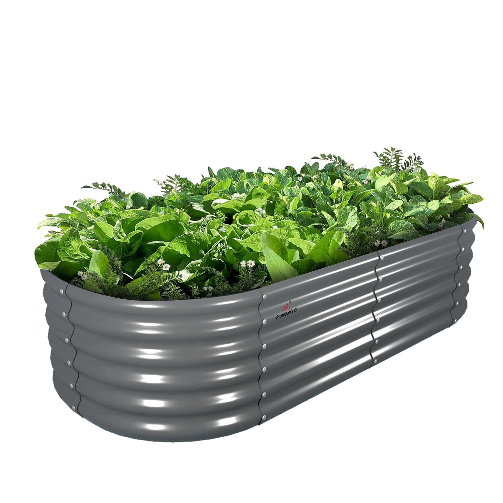 A ANLEOLIFE 2-Pack 3ft x 24” Tall Galvanized Raised Garden Beds Outdoor, Round Metal Planter Box for Planting Vegetables Flowers Herb, Anti-Rust & Easy-Setup, Quartz Grey