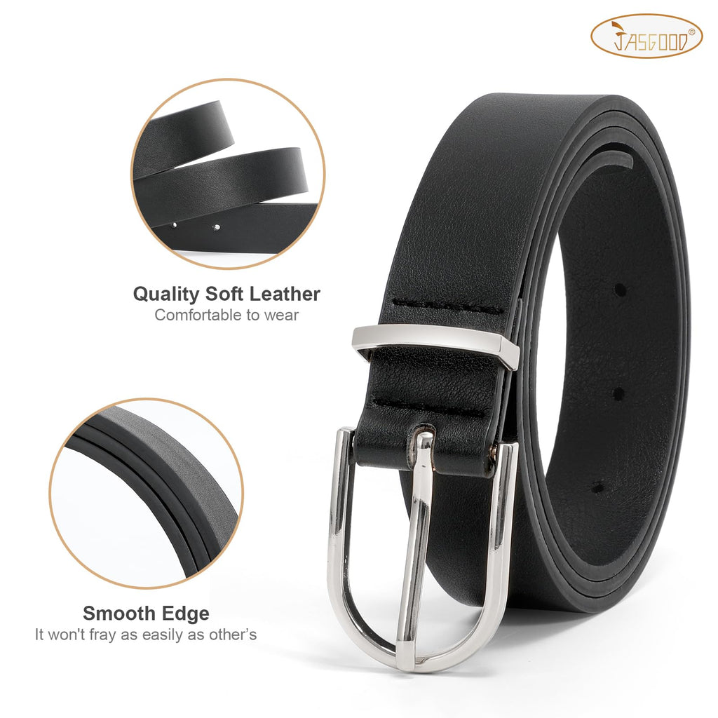 JASGOOD Women’s Leather Belts for Jeans Pants Fashion Ladies Belt with Gold Buckle