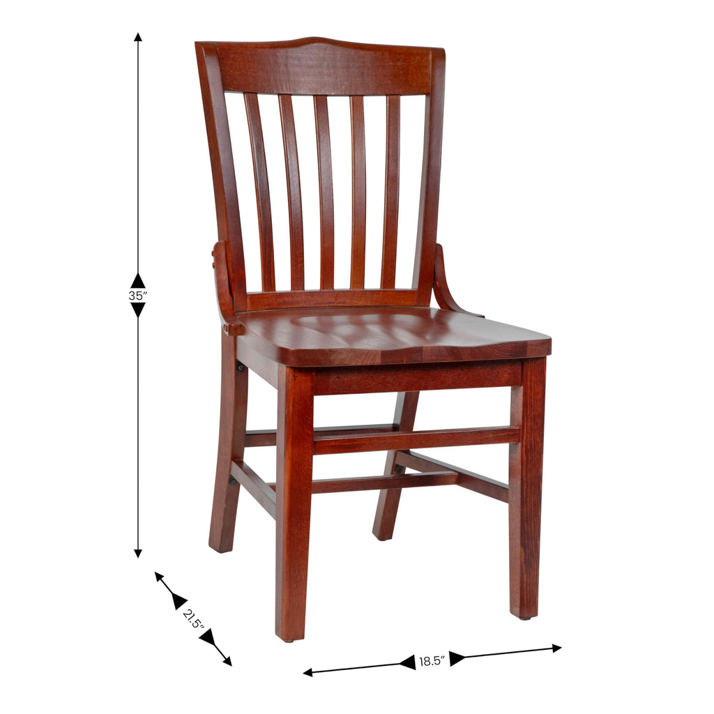 EMMA + OLIVER School House Back Mahogany Wood Chair