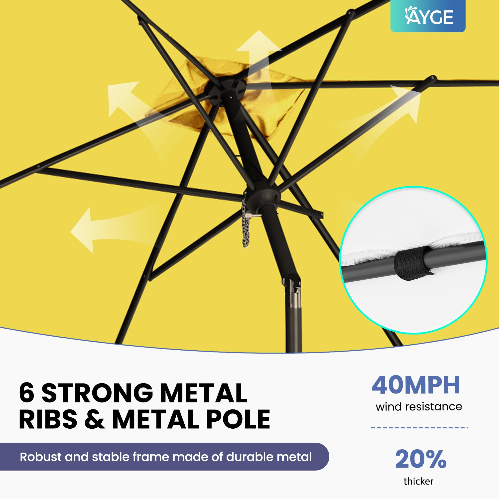 Ayge 6.5x10FT Rectangular Patio Umbrella Outdoor Table Umbrella w/Push Button Tilt & Crank Rectangle Market Umbrella UV Protection for Garden,Deck,Lawn,Yard & Pool,Beige