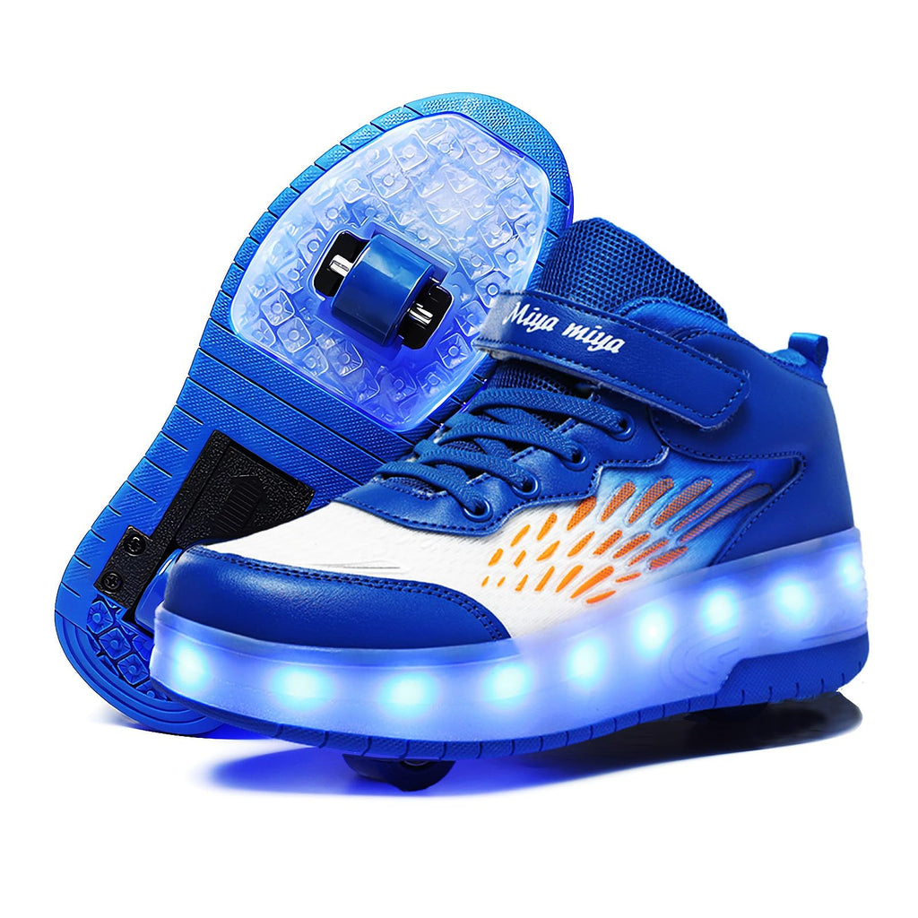 Roller Shoes Girls Sneakers USB Rechargeable 2 Wheels Shoes Roller Skates for Beginner Trainers 16 Modes LED Light Up Flashing Sneaker for Unisex Kids Skate Boys Stylish Footwear Gifts