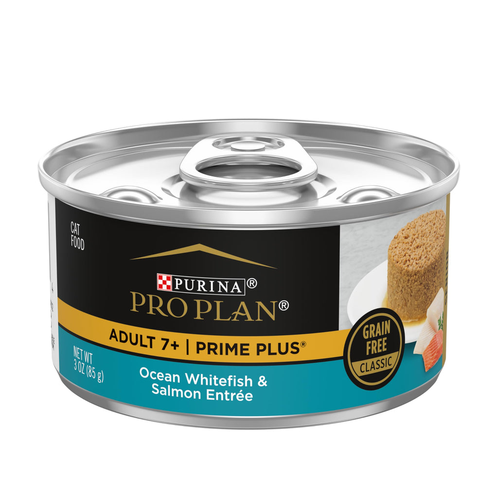 Purina Pro Plan Senior Cat Food Wet Pate, Ocean Whitefish and Salmon Entree - (Pack of 24) 3 oz. Pull-Top Cans