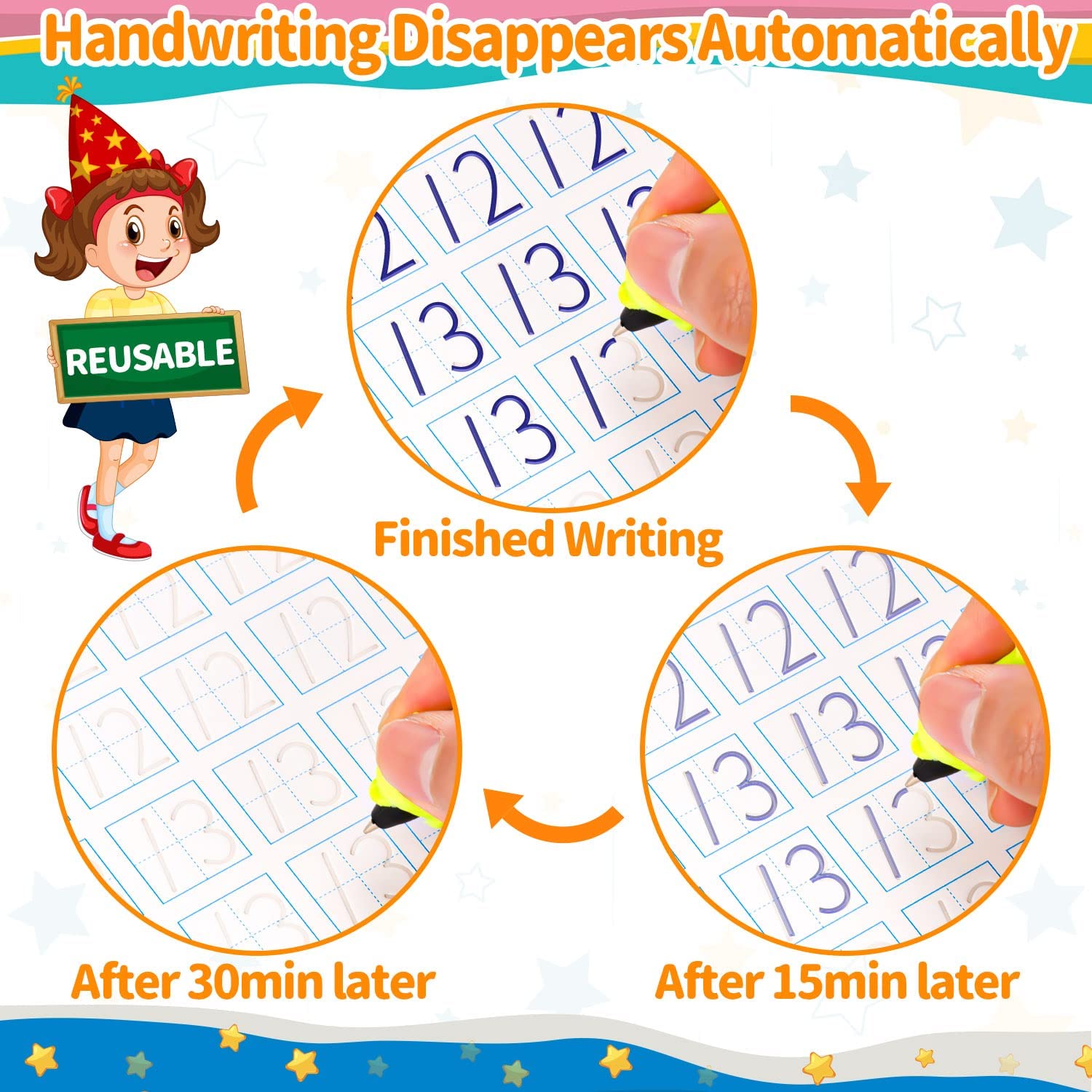 AALGO Large Magic Grooved Writing Practice Books- Reusable Handwriting Practice for Kids 8-10 - Preschool Workbook- Letter Tracing for Kids Ages 3-5
