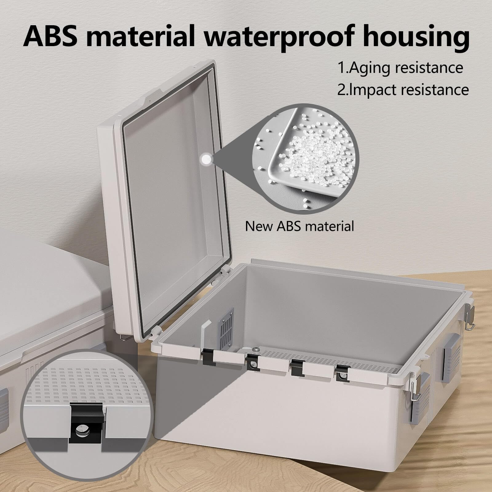 ABS Electrical Junction Box, Ventilated Design, Cable Grommets, IP65 Waterproof Enclosure, Indoor/Outdoor Use with Mounting Panel. (Clear Cover, 8.7"x6.7"x4.3")