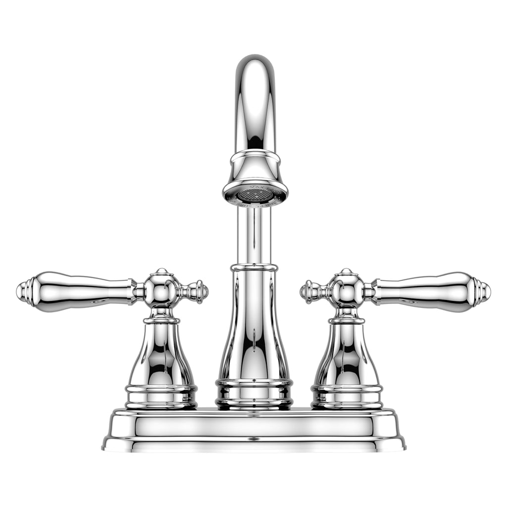 Pfister Sonterra Bathroom Sink Faucet 4 inch Centerset 2-Handle 3-Hole Polished Chrome Vanity Faucet with Push & Seal Drain and 360 Degree Swivel Spout LFWL245PC