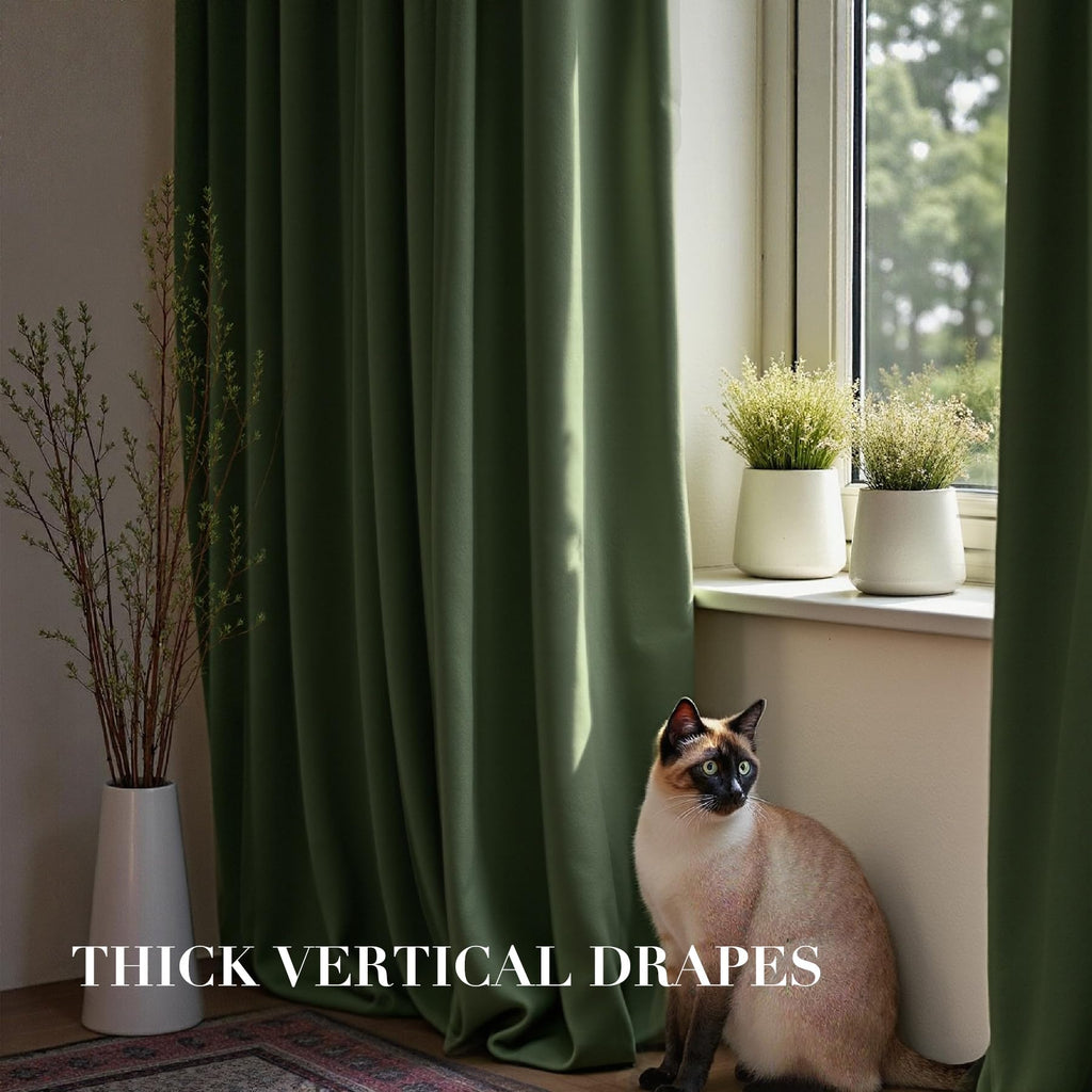 Nemia Dark Green Velvet Curtains Thermal Insulated Blackout Curtain for Bedroom Window Living Room Darkening Luxury Vintage 63 Inches Long Heavy Drapes Panels Rod Pocket Set of 2