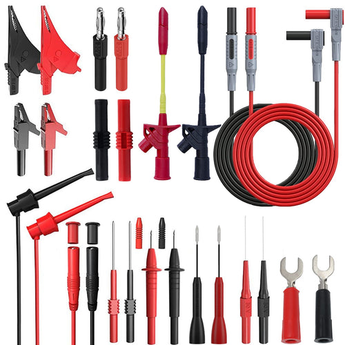 12pc Multimeter Test Leads,Test Leads with Alligator Clips,Test Hook,Banana Plug Leads,Telescopic Testing Hook,Suitable for Fluke, Kaiweets, Innova Multimeter, Voltmeter, Clamp Meter
