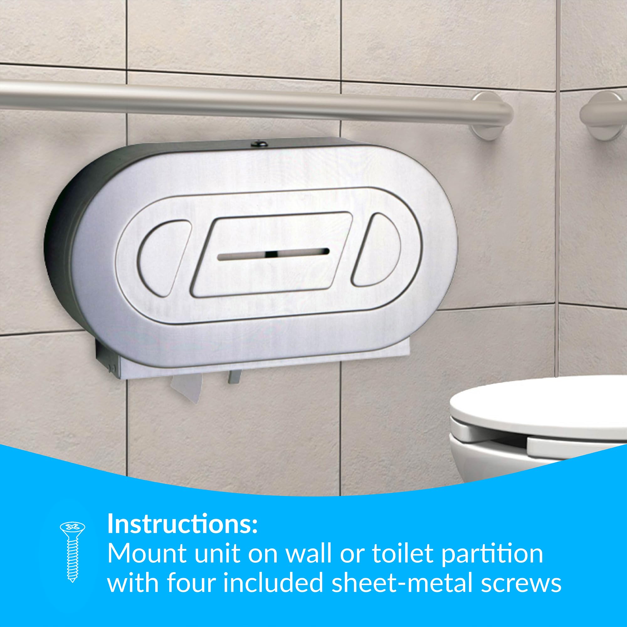 Bobrick Single Jumbo-Roll Surface-Mounted Toilet Tissue Dispenser, Satin-Finish Stainless Steel, ADA Compliant, Secure Locking Design, Versatile Roll Compatibility, Durable & Easy-Load Mechanism (Model B-2890)