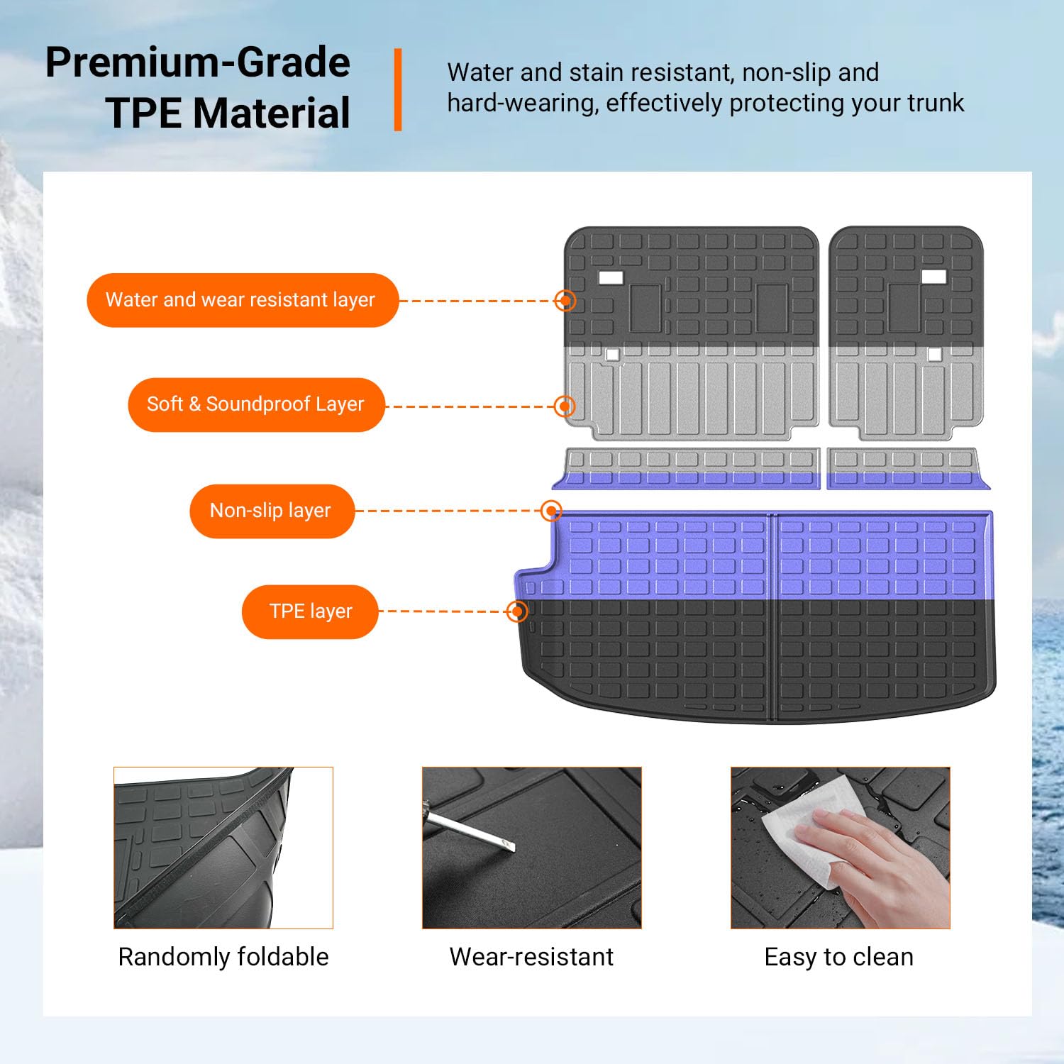 powoq Floor Mat Compatible with 18-24 Chevy Traverse Cargo Mat Replacement for 2018-2024 Chevy Traverse Accessories(Trunk+Backrest+7Seats Floor Mat)