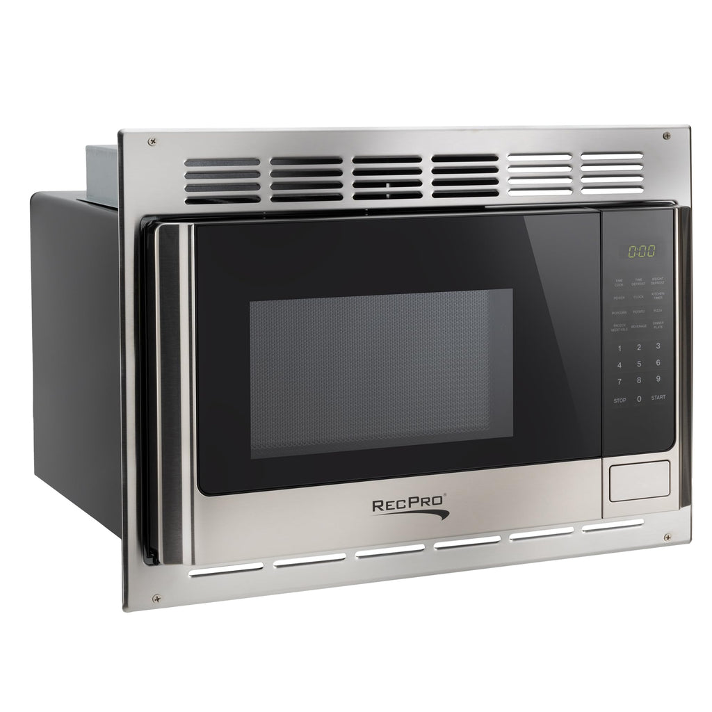 RecPro RV Microwave with Trim Kit | 1.0 Cu. Ft. | 900W | Direct replacement for Greystone and High Pointe (Black)