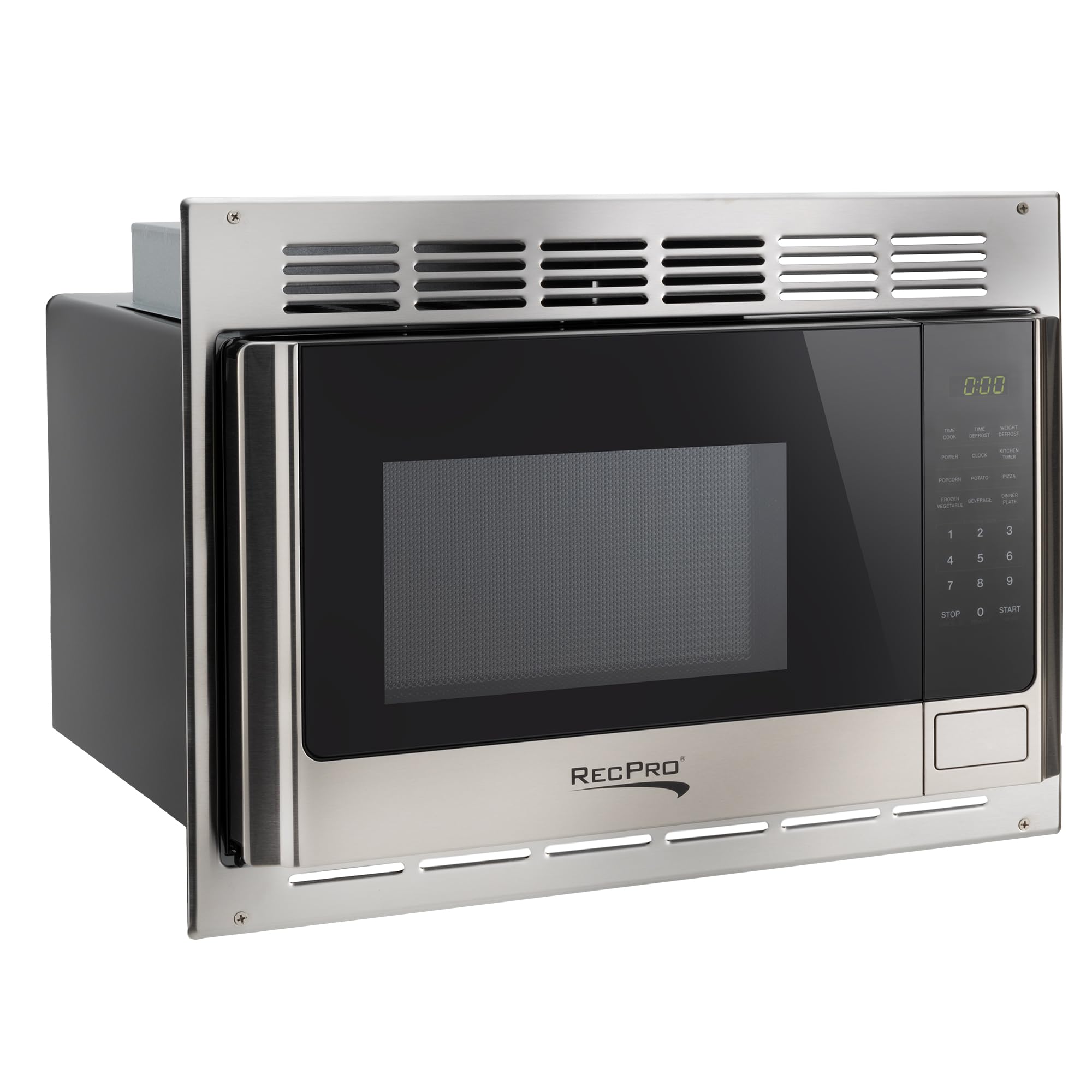 RecPro RV Microwave with Trim Kit | 1.0 Cu. Ft. | 900W | Direct replacement for Greystone and High Pointe (Black)