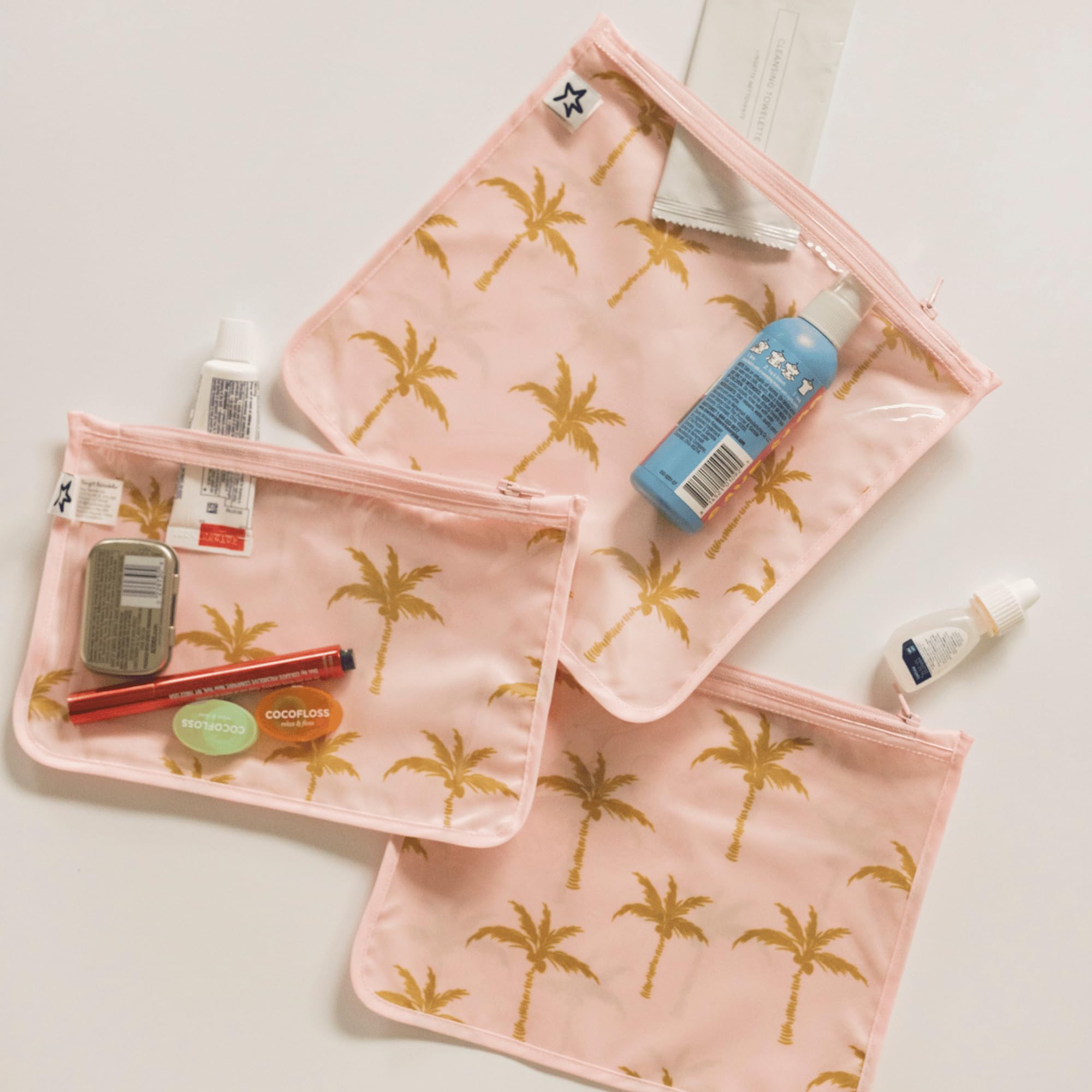 Tiny Twinkle Diaper Bag Organizing Pouches|3 Pack Mess-Proof Clear Front Travel Organizer Bags&TSA Approved Toiletry Bag Set for Baby and Mom Essentials